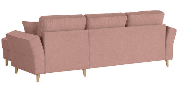 ECKSOFA in Flachgewebe Rosa  - Eichefarben/Rosa, KONVENTIONELL, Holz/Textil (265/159cm) - Carryhome