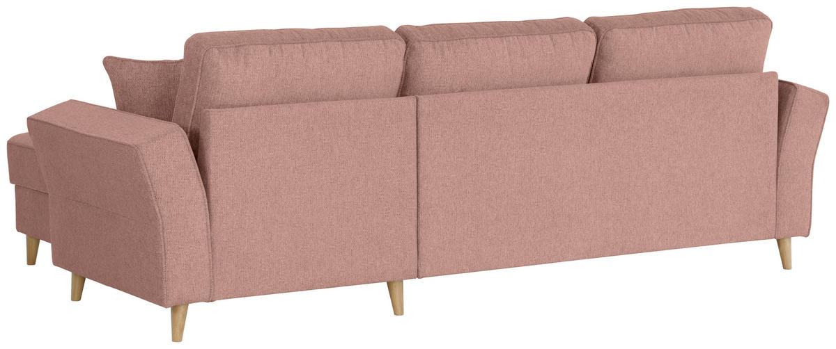 ECKSOFA in Flachgewebe Rosa  - Eichefarben/Rosa, KONVENTIONELL, Holz/Textil (265/159cm) - Carryhome