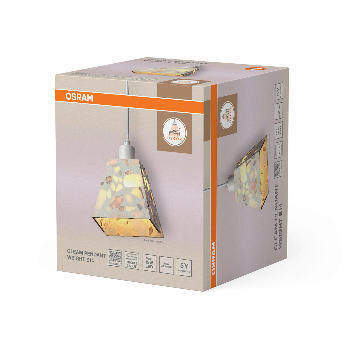 HÄNGELEUCHTE 14/14/121,5 cm  - Beige, Basics, Stein (14/14/121,5cm) - Osram