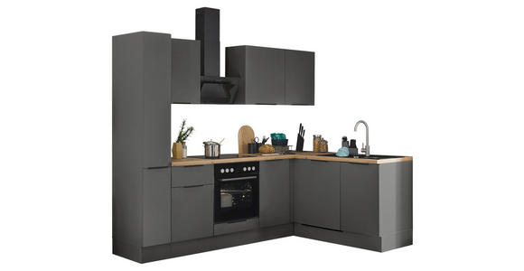 ECKKÜCHE 250/175 cm in Graphitfarben - Schwarz/Graphitfarben, Basics, Holzwerkstoff/Metall (250/175cm) - Xora