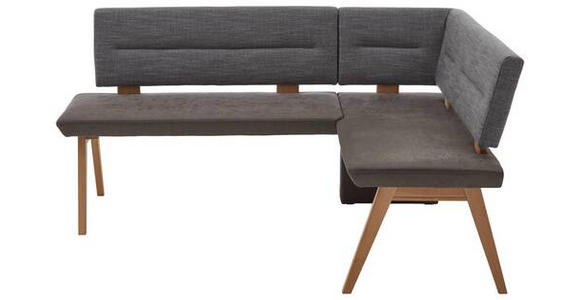 ECKBANK Flachgewebe Asteiche Hartholz Grau, Eichefarben - Eichefarben/Grau, KONVENTIONELL, Holz/Textil (172/132cm) - Venda