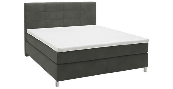BOXSPRINGBETT 180/200 cm in Grau - Chromfarben/Grau, KONVENTIONELL, Kunststoff/Textil (180/200cm) - Voleo