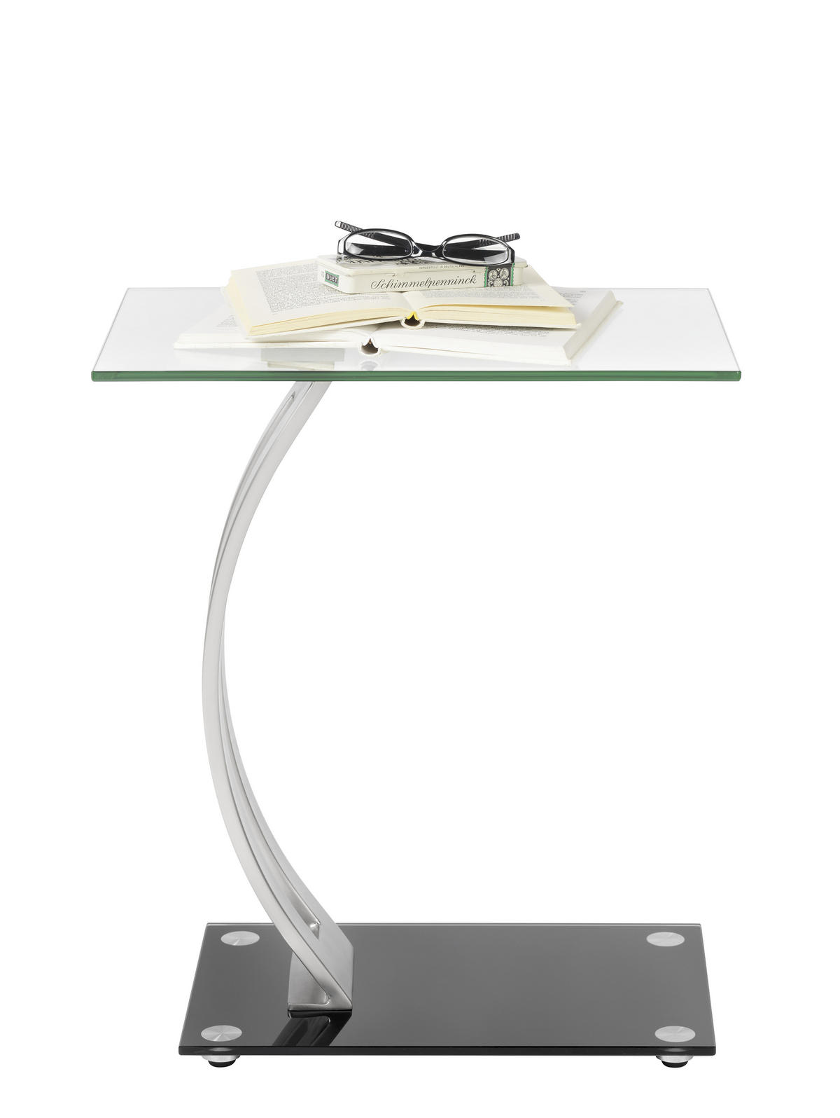 BEISTELLTISCH 30,5/45,7/54,6 cm Klar, Schwarz, Silberfarben rechteckig  - Klar/Silberfarben, Design, Glas/Metall (30,5/45,7/54,6cm) - Xora