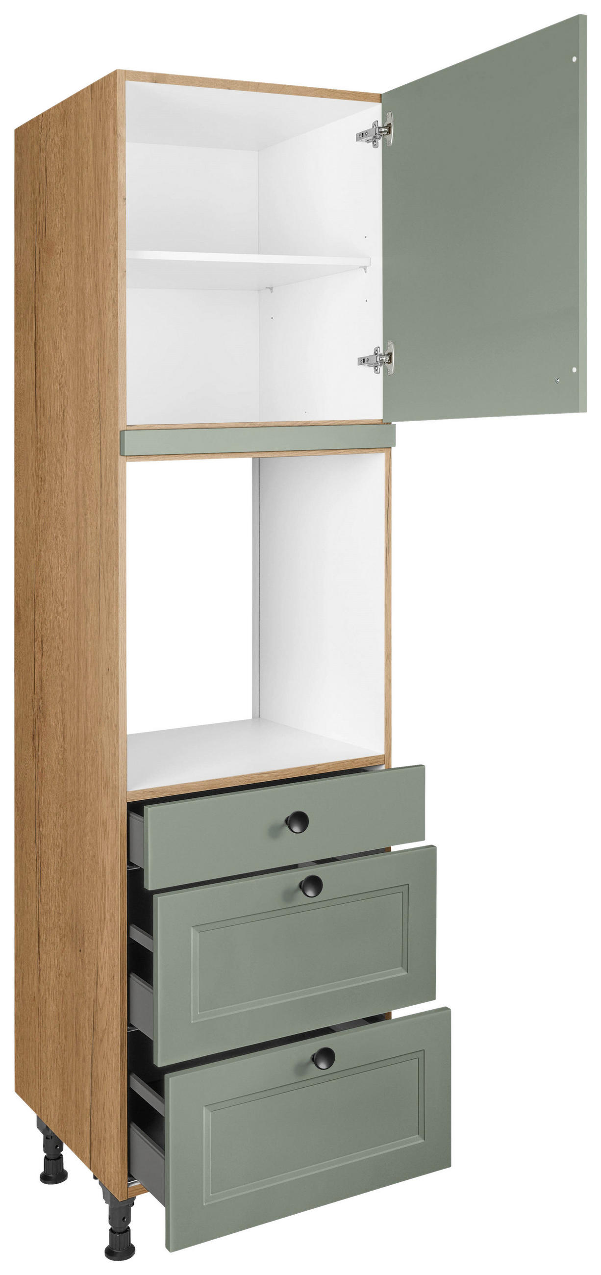 GERÄTEUMBAUSCHRANK 60/216,6/58 cm in Grün - Eichefarben/Schwarz, MODERN, Holzwerkstoff/Metall (60/216,6/58cm) - Nobilia