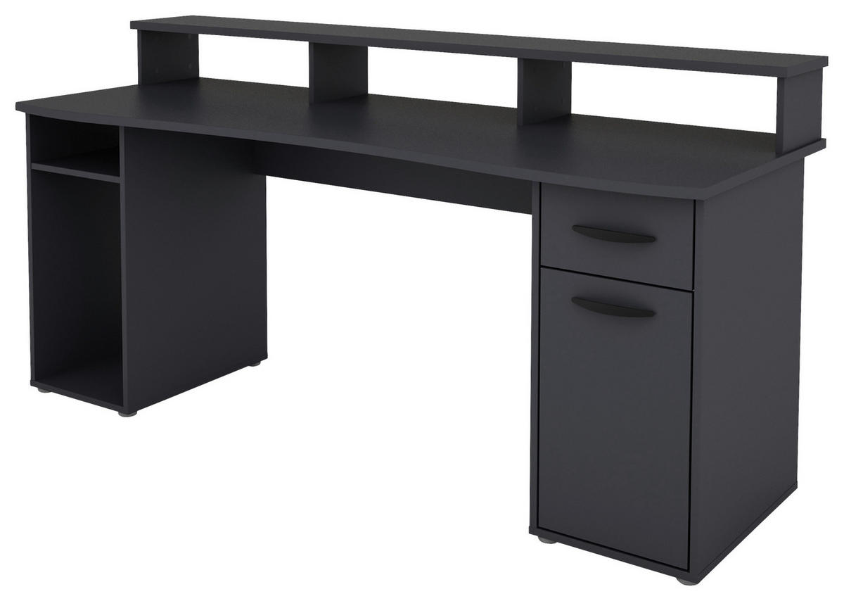SCHREIBTISCH 180/65/93 cm  in Anthrazit  - Anthrazit/Schwarz, MODERN, Holzwerkstoff/Kunststoff (180/65/93cm) - MID.YOU