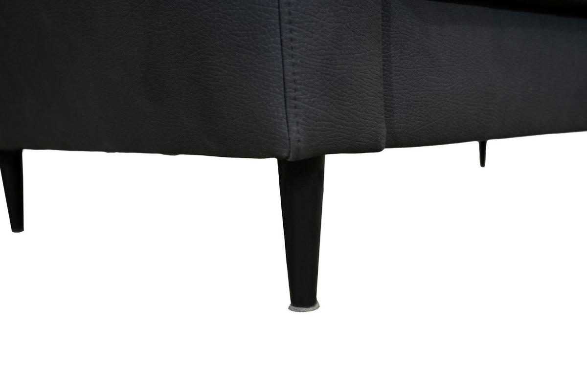 2-SITZER-SOFA Lederlook Grau  - Schwarz/Grau, KONVENTIONELL, Holz/Textil (164/96/86cm) - Carryhome