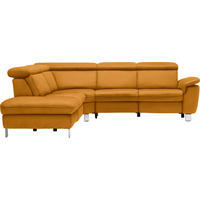 ECKSOFA in Flachgewebe, Mikrofaser Orange  - Beige/Alufarben, Design, Textil/Metall (239/271cm) - Cantus