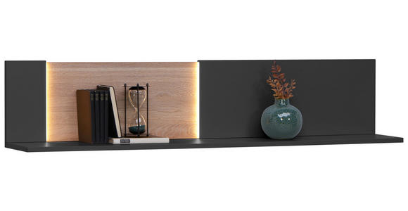 WANDBOARD Holzwerkstoff furniert Anthrazit, Eichefarben  - Eichefarben/Anthrazit, Design, Holzwerkstoff (150/30,4/24cm) - Dieter Knoll