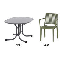 GARTENGARNITUR 5-teilig  - Grün, Basics, Holzwerkstoff/Kunststoff (90/80/138cm) - Siena Garden