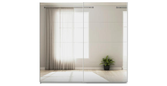 SCHWEBETÜRENSCHRANK  in Weiß  - Alufarben/Weiß, KONVENTIONELL, Glas/Holzwerkstoff (225/210/62cm) - Xora