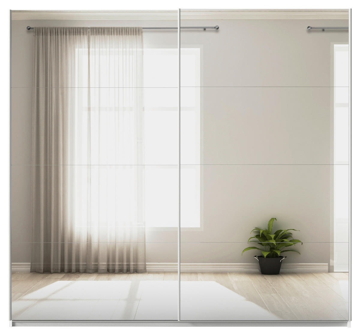 SCHWEBETÜRENSCHRANK  in Weiß  - Alufarben/Weiß, KONVENTIONELL, Glas/Holzwerkstoff (225/210/62cm) - Xora