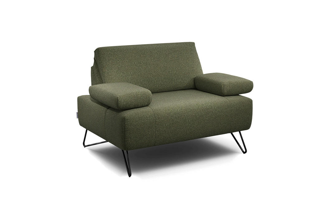 SESSEL Chenille Waldgrün    - Waldgrün/Schwarz, Design, Textil/Metall (114-142/85/86-94cm) - SENSOO