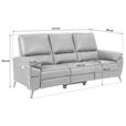 3-SITZER-SOFA Lederlook, Mikrofaser Grau  - Schwarz/Grau, KONVENTIONELL, Textil/Metall (215/102/96cm) - Carryhome