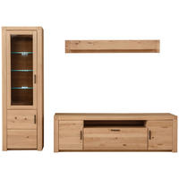 WOHNWAND 3-teilig  in Eichefarben  283/203/50 cm  - Eichefarben/Anthrazit, Design, Glas/Holz (283/203/50cm) - Livetastic