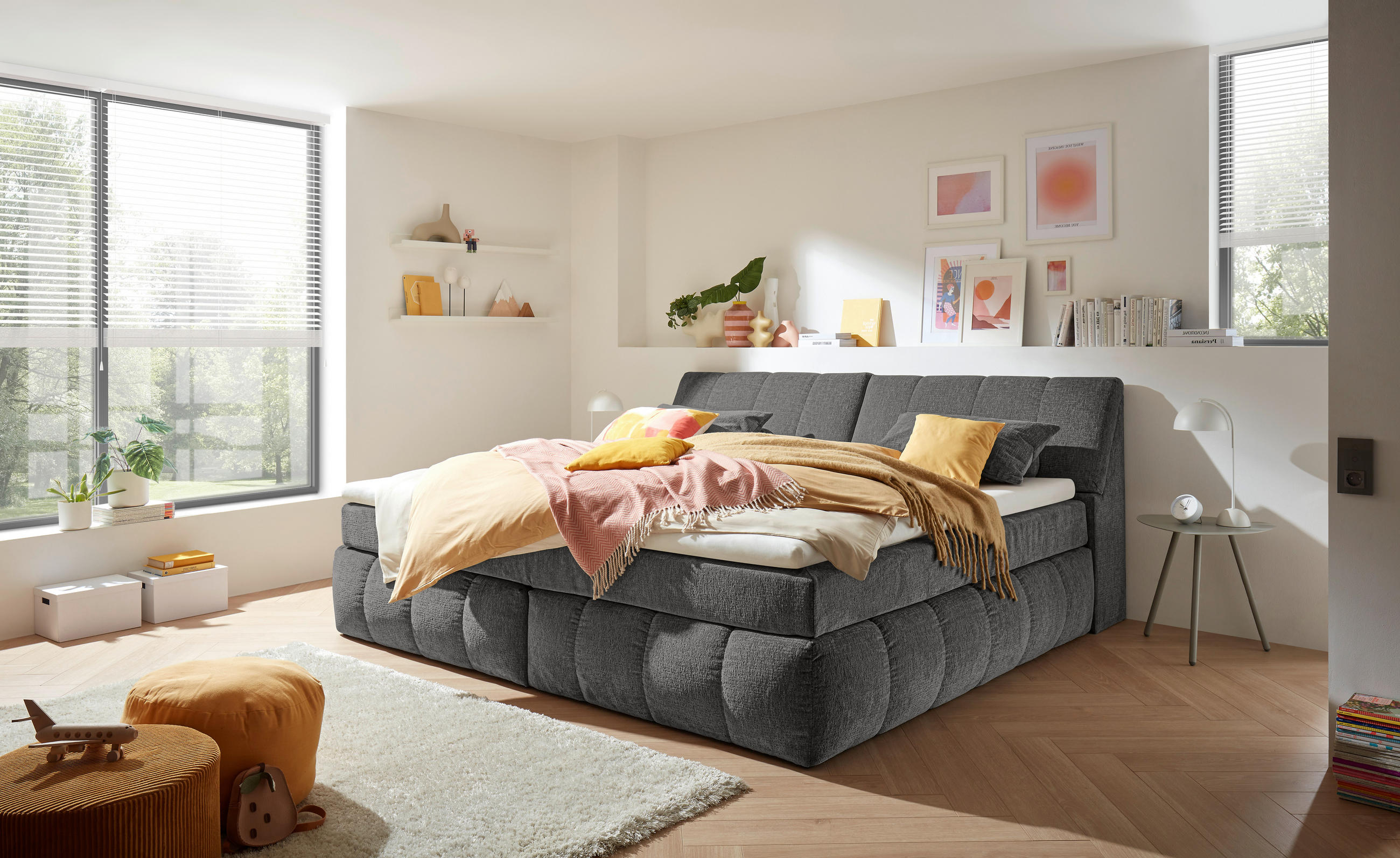Mid.you Boxspringbett Grau 240x200 cm