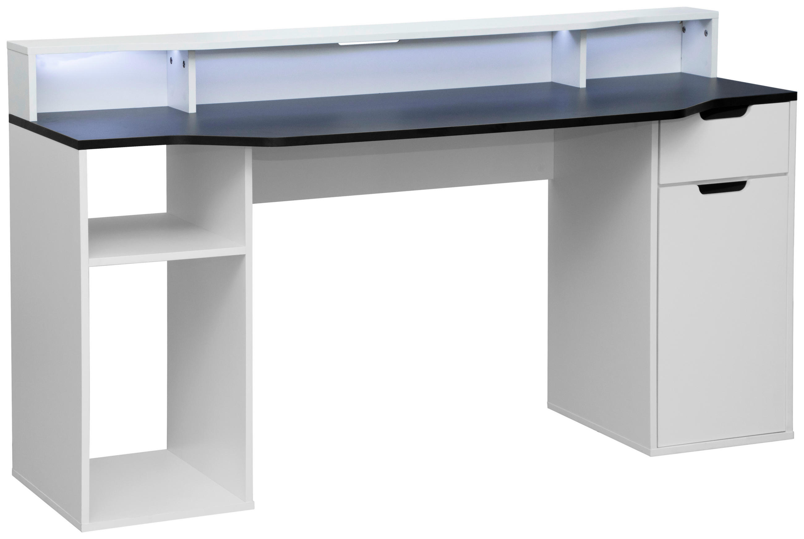 GAMINGTISCH 160/60/90 cm Schwarz, Weiß  - Schwarz/Weiß, Design, Holzwerkstoff (160/60/90cm) - Carryhome
