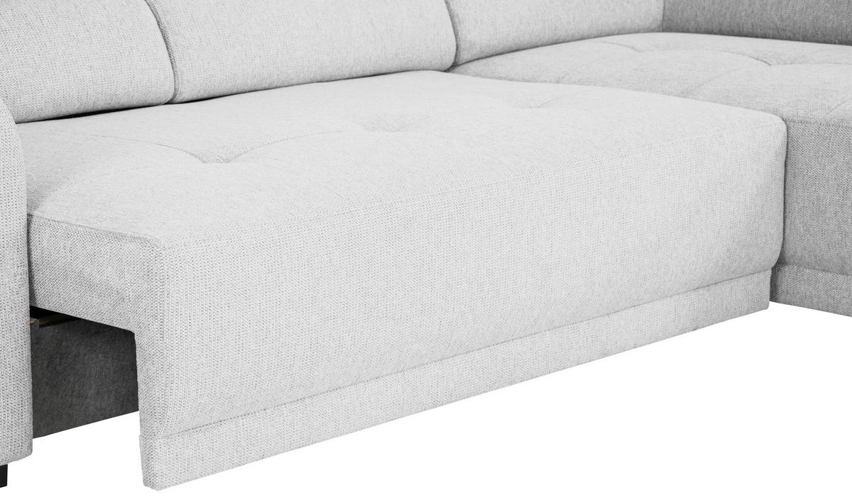 ECKSOFA in Struktur Silberfarben  - Silberfarben/Schwarz, Design, Kunststoff/Textil (205/284cm) - MID.YOU