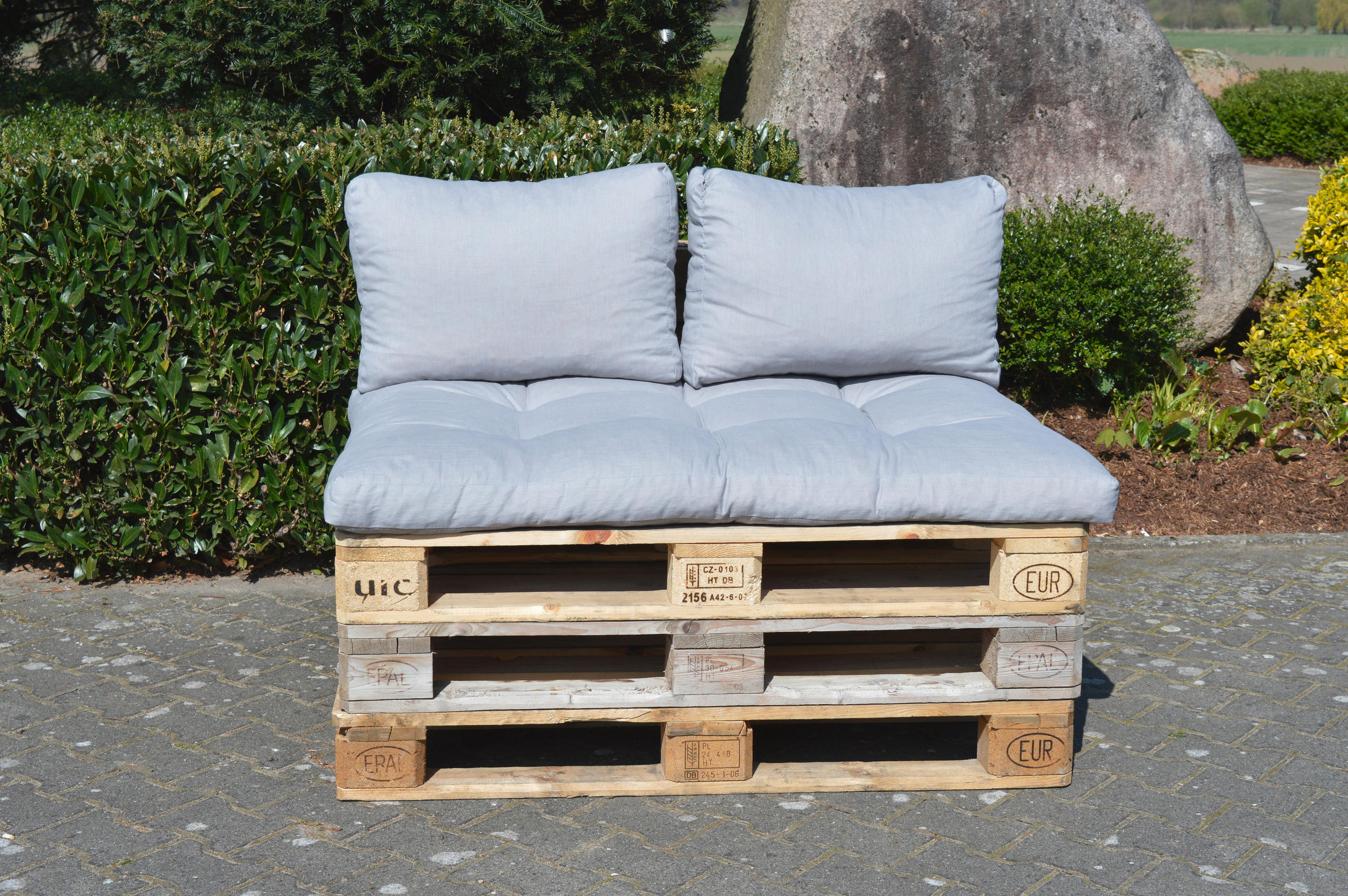 SET POLSTRŮ NA PALETY  - světle šedá, Basics, textil (120/80/16cm) - Gardenson
