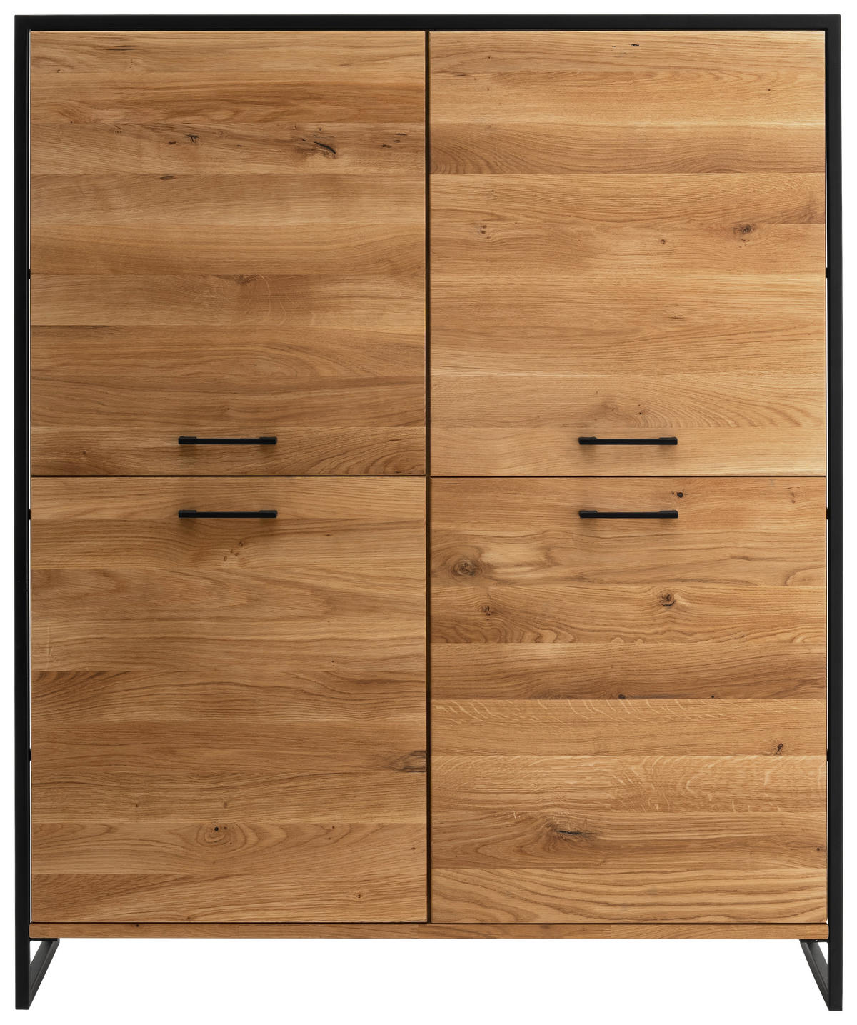 HIGHBOARD  in 115/138/39 cm  - Eichefarben/Schwarz, Design, Holz/Metall (115/138/39cm) - Linea Natura
