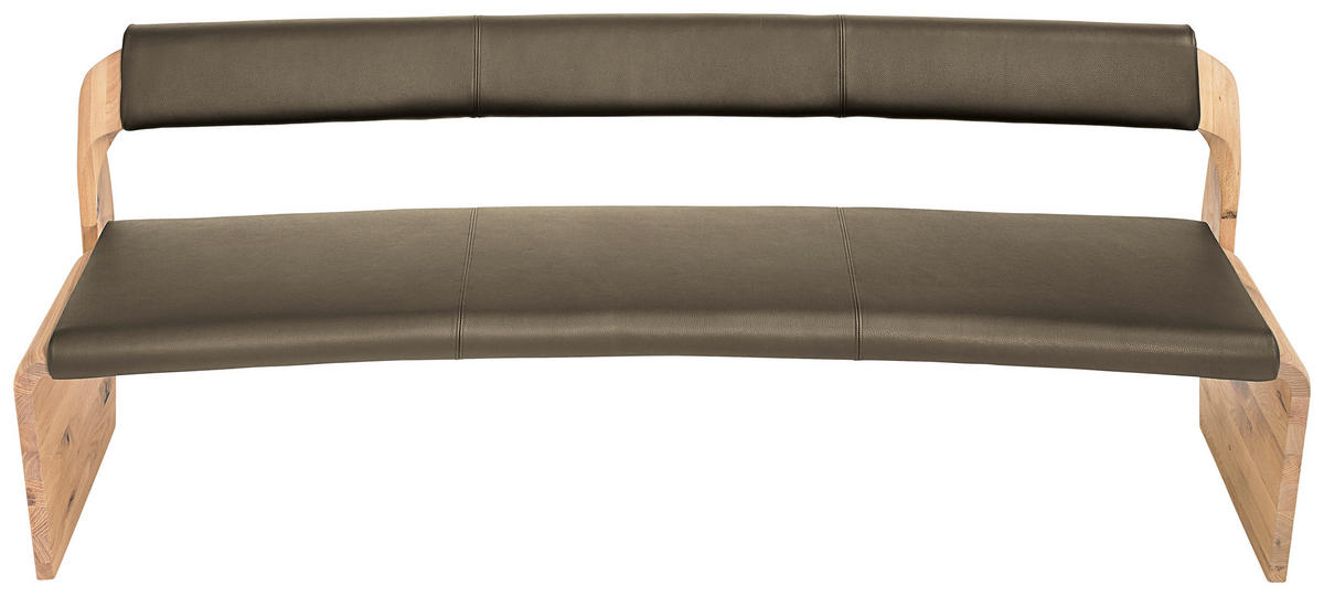 SITZBANK 227/84/70 cm  in Schlammfarben, Eichefarben  - Schlammfarben/Eichefarben, Natur, Leder/Holz (227/84/70cm) - Voglauer