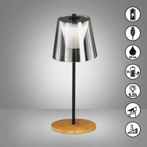 LED-AUßENLEUCHTE Shine-Wood 15/35 cm   - Schwarz, Natur, Glas/Metall (15/35cm) - Fischer & Honsel