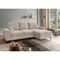 ECKSCHLAFSOFA in Cord Beige  - Beige/Schwarz, KONVENTIONELL, Textil/Metall (237/143cm) - Livetastic
