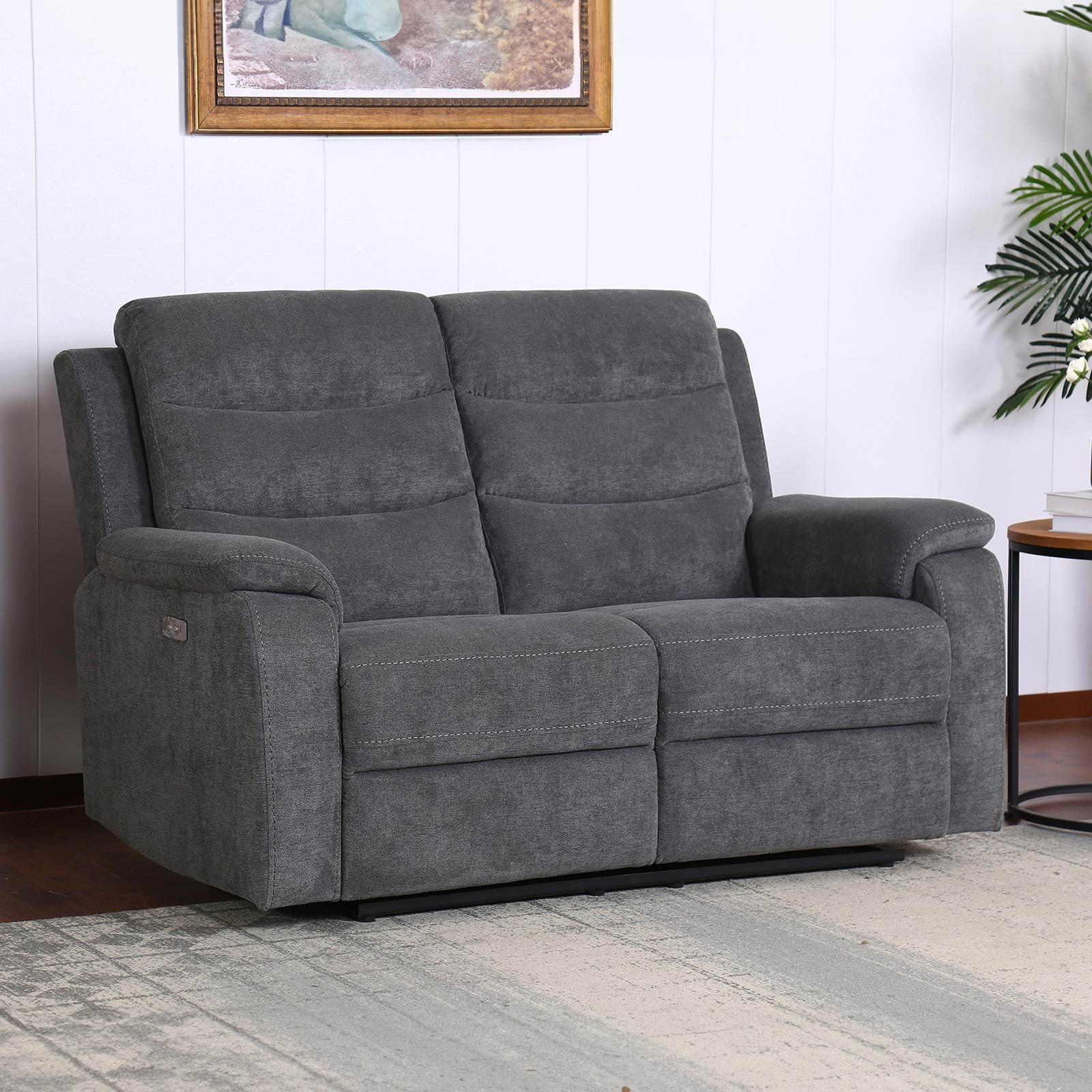 2-SITZER-SOFA Webstoff Grau  - Schwarz/Grau, KONVENTIONELL, Kunststoff/Textil (153/102/93cm) - P & B