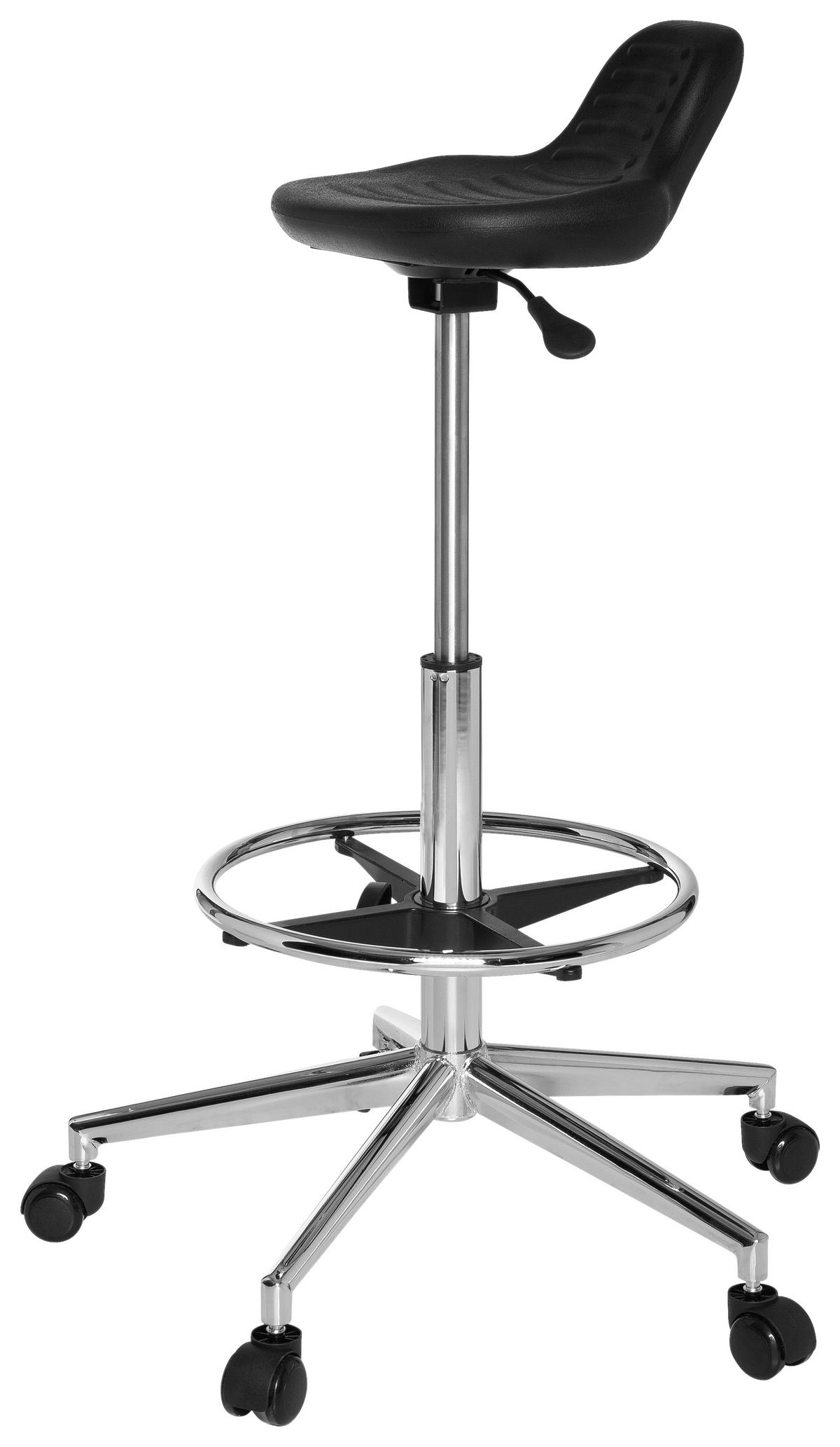 BÜROHOCKER 32/74/35 cm  - Chromfarben/Schwarz, MODERN, Kunststoff/Metall (32/74/35cm) - MID.YOU