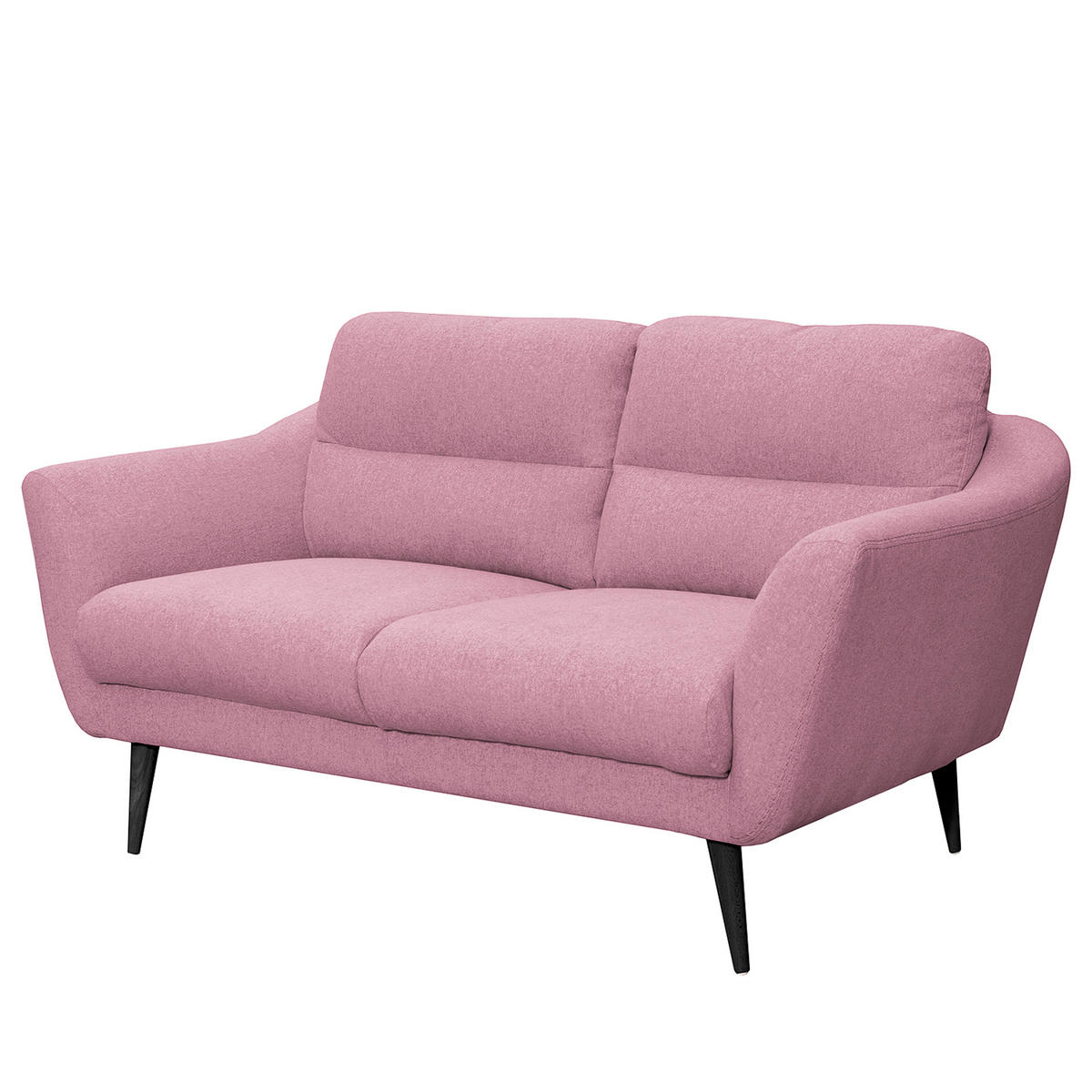 2-SITZER-SOFA in Webstoff Rosa  - Schwarz/Rosa, Design, Holz/Textil (158/87/88cm) - Livetastic