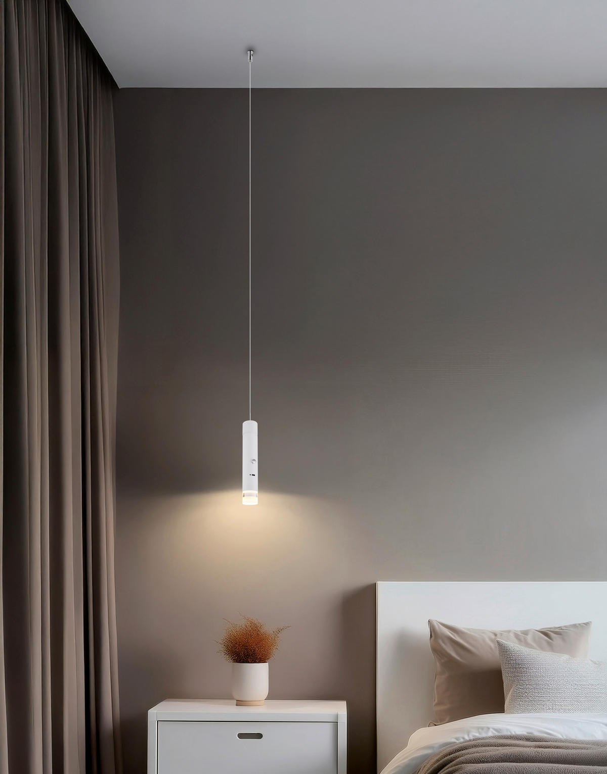 AKKU-LED-HÄNGELEUCHTE Nowa 3,8/120 cm   - Klar/Weiß, Basics, Kunststoff/Metall (3,8/120cm) - Novel