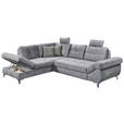 ECKSOFA Grau Velours  - Schwarz/Grau, KONVENTIONELL, Kunststoff/Textil (218/275cm) - Carryhome