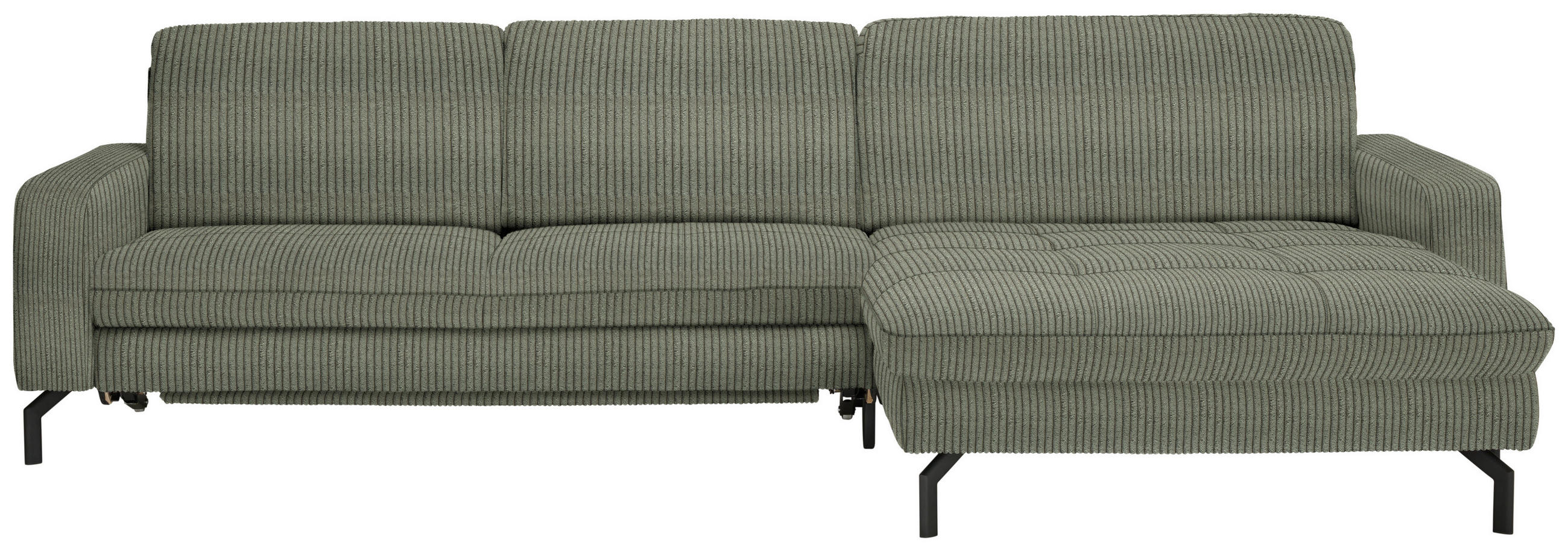 ECKSOFA in Cord Grün  - Schwarz/Grün, Design, Textil/Metall (302/178cm) - Beldomo Style