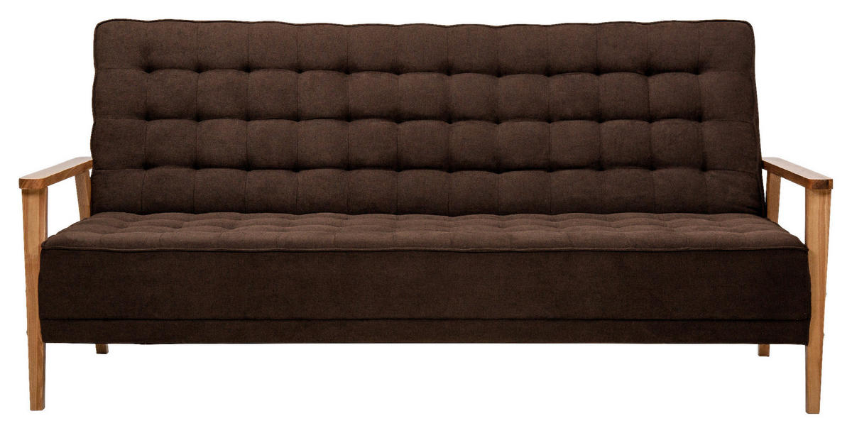 SCHLAFSOFA in Textil Braun  - Eschefarben/Naturfarben, Design, Holz/Textil (202/95/95cm) - P & B
