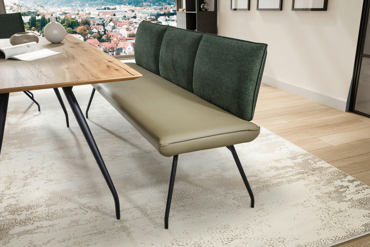 SITZBANK 160/88/62 cm  in Grün, Olivgrün  - Schwarz/Olivgrün, Design, Textil/Metall (160/88/62cm) - Moderano