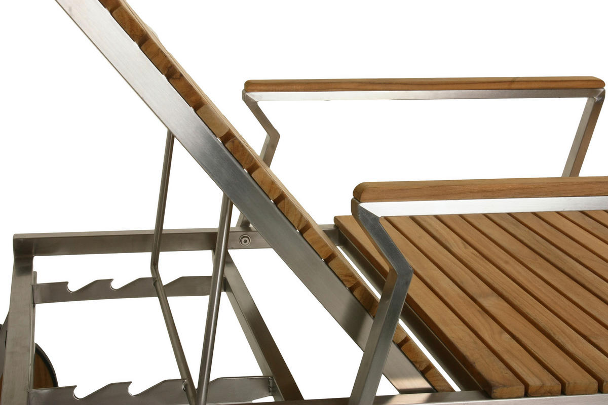 SONNENLIEGE  - Silberfarben/Teakfarben, Basics, Holz/Metall (197/70/92cm) - Gardenson