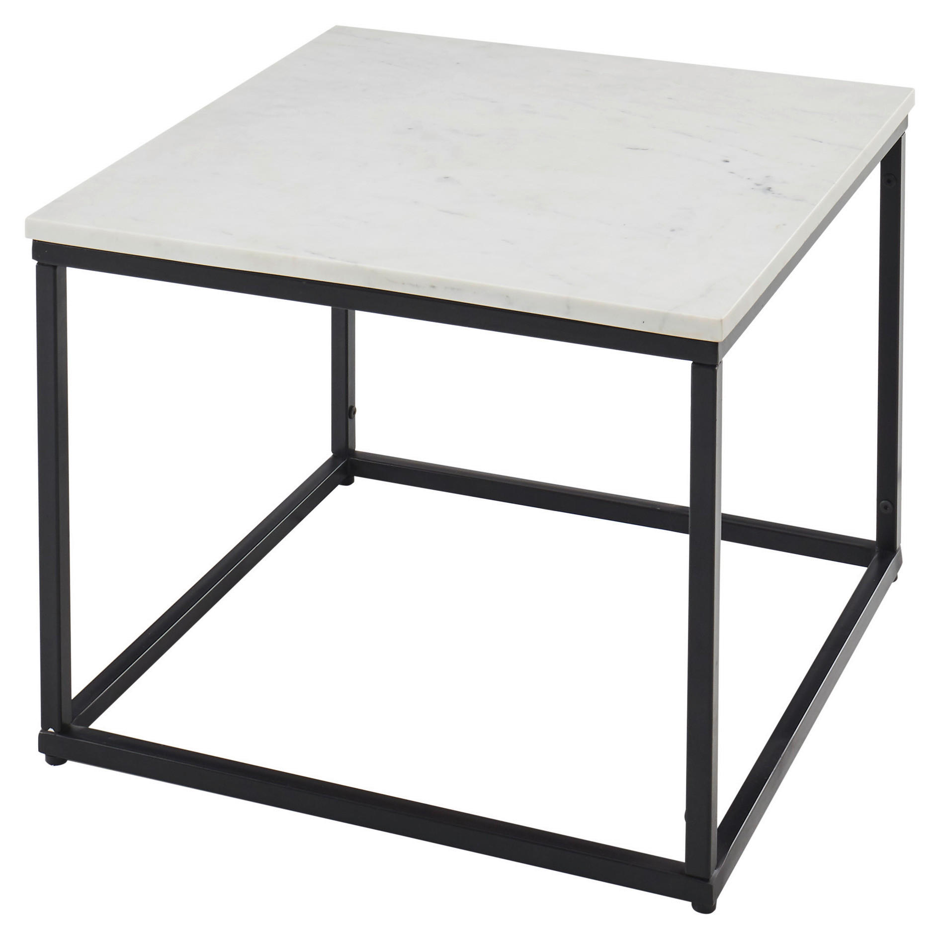 COUCHTISCH 60/60/46 cm quadratisch Schwarz, Weiß  - Schwarz/Weiß, Design, Stein/Metall (60/60/46cm) - Carryhome