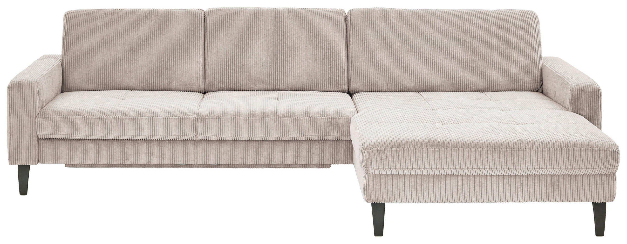 ECKSOFA Cord Hellbraun  - Hellbraun/Schwarz, Modern, Textil/Metall (302/177cm) - Beldomo Style