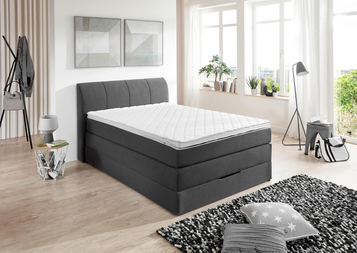 BOXSPRINGBETT 120/200 cm  in Anthrazit  - Anthrazit, KONVENTIONELL, Textil (120/200cm) - Carryhome