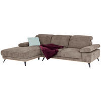 ECKSOFA ROYCE Schlammfarben Struktur  - Schlammfarben/Schwarz, MODERN, Textil/Metall (194/283cm) - MID.YOU