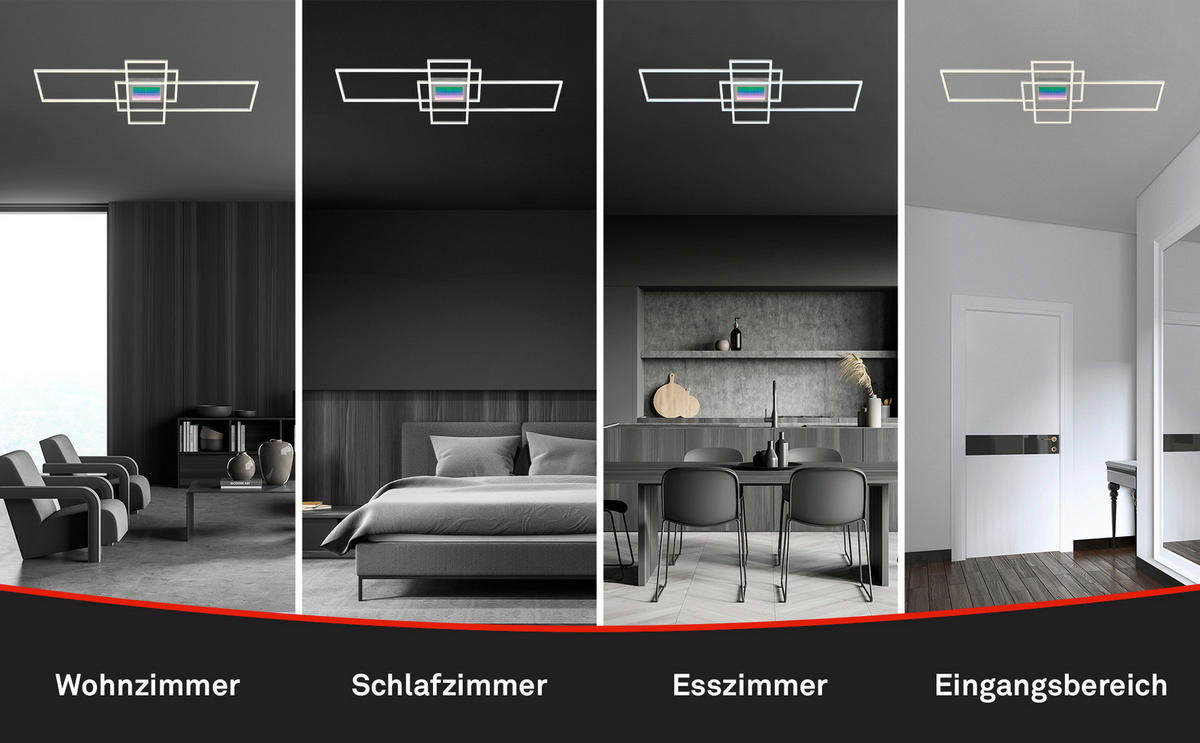LED-DECKENLEUCHTE Misy 111/42/6,5 cm  - Chromfarben/Alufarben, Design, Kunststoff/Metall (111/42/6,5cm)
