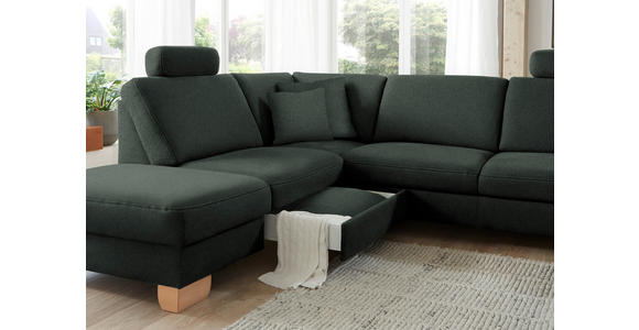 ECKSOFA in Mikrofaser Dunkelgrau  - Wildeiche/Dunkelgrau, KONVENTIONELL, Holz/Textil (236/286cm) - Voleo