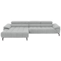 ECKSOFA Grauweiß Chenille Rücken echt, Kopfteilverstellung  - Grauweiß/Schwarz, Design, Textil/Metall (190/329cm) - Beldomo Style