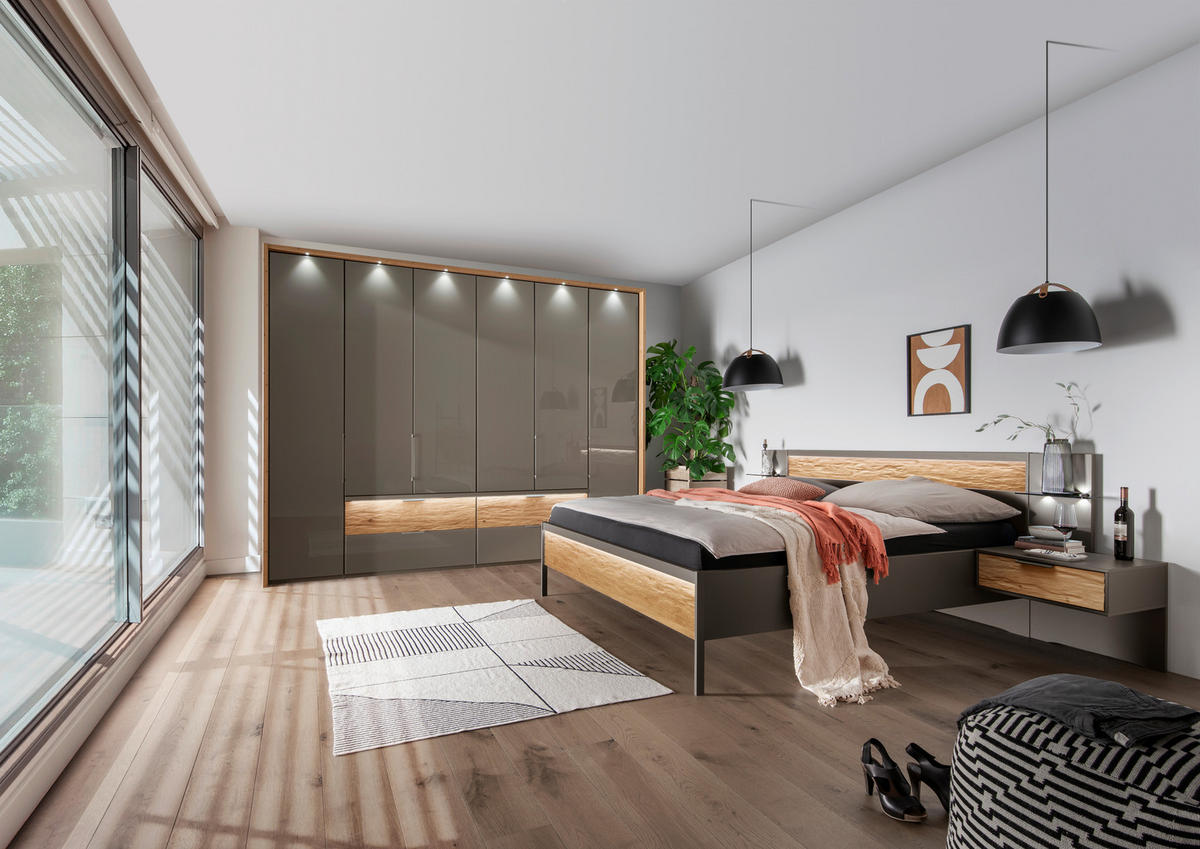 BETT 160/200 cm  in Anthrazit, Eichefarben   - Eichefarben/Anthrazit, Konventionell, Holz/Holzwerkstoff (160/200cm) - Dieter Knoll