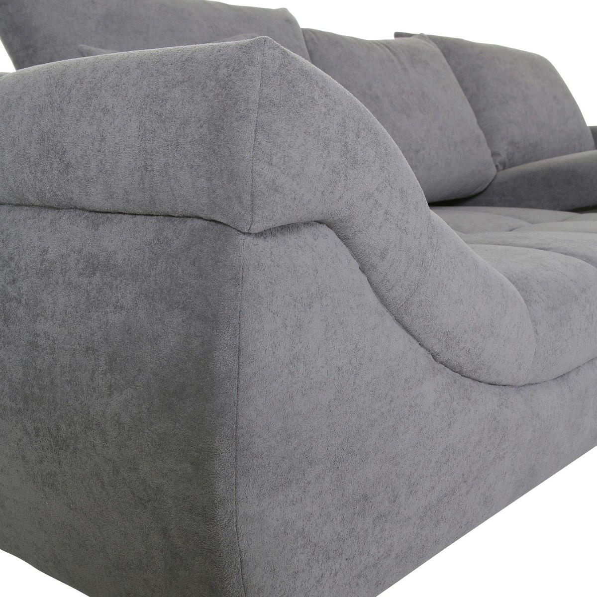 ECKSOFA Grau Flachgewebe  - Schwarz/Grau, Design, Textil/Metall (307/224cm) - Stylife
