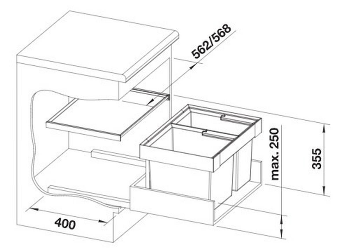 EINBAUABFALLSAMMLER 49 L  - Edelstahlfarben/Anthrazit, Basics, Kunststoff/Metall (56,2/37,1/40cm) - Blanco