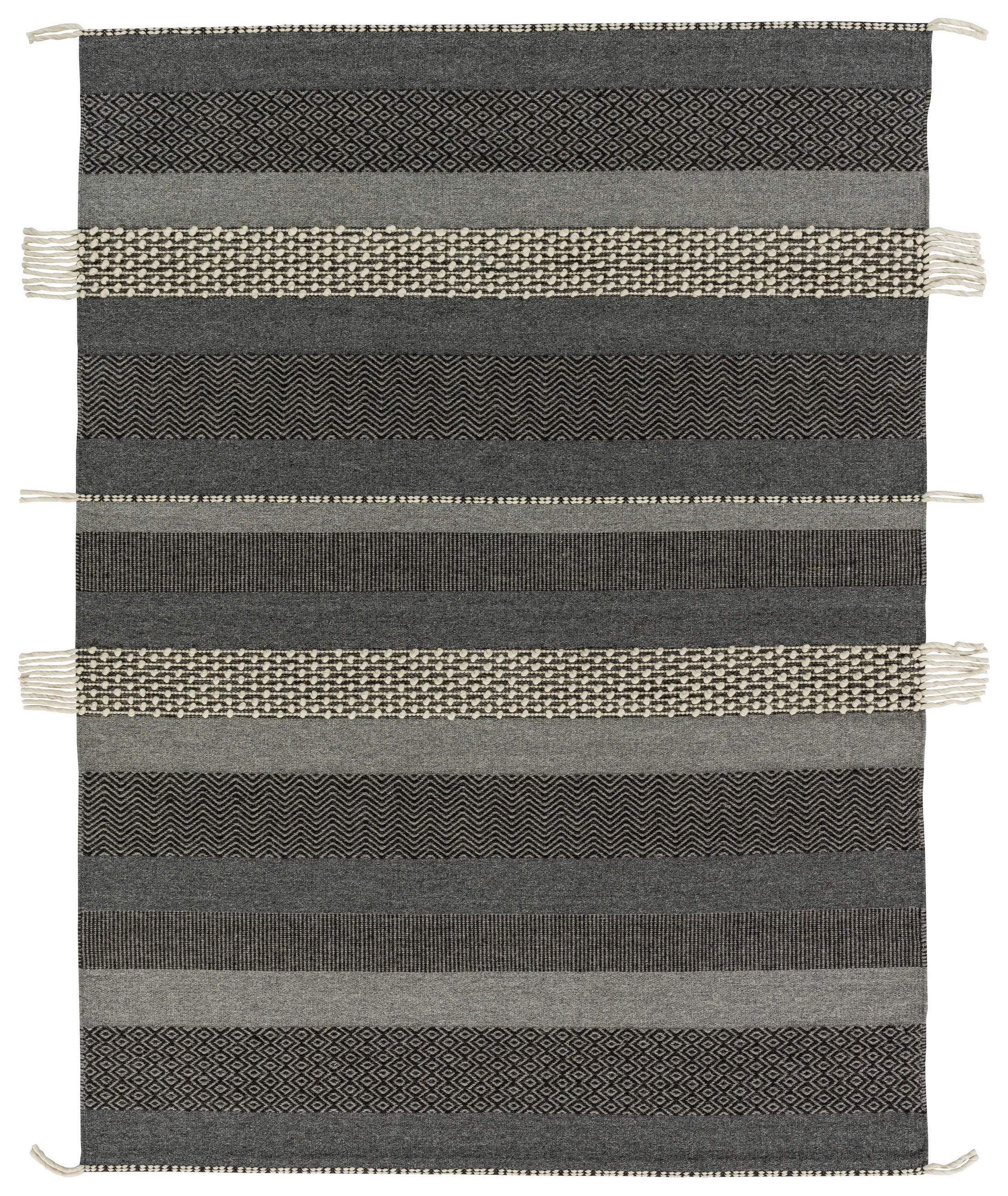 HANDWEBTEPPICH 140/200 cm Botana Dunkelgrau, Beige  - Dunkelgrau/Beige, KONVENTIONELL, Textil (140/200cm) - Schöner Wohnen