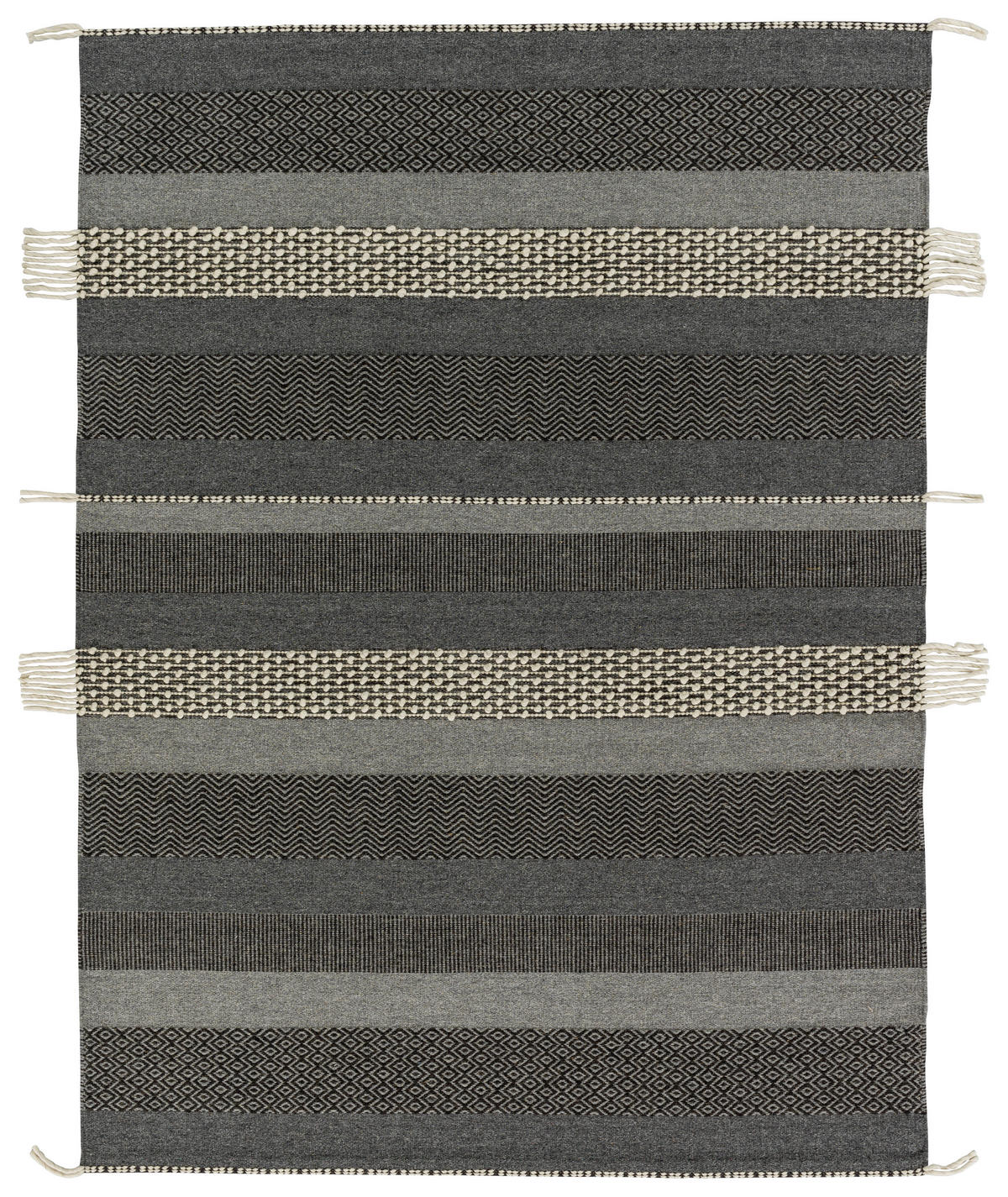 HANDWEBTEPPICH 140/200 cm Botana Dunkelgrau, Beige  - Dunkelgrau/Beige, KONVENTIONELL, Textil (140/200cm) - Schöner Wohnen