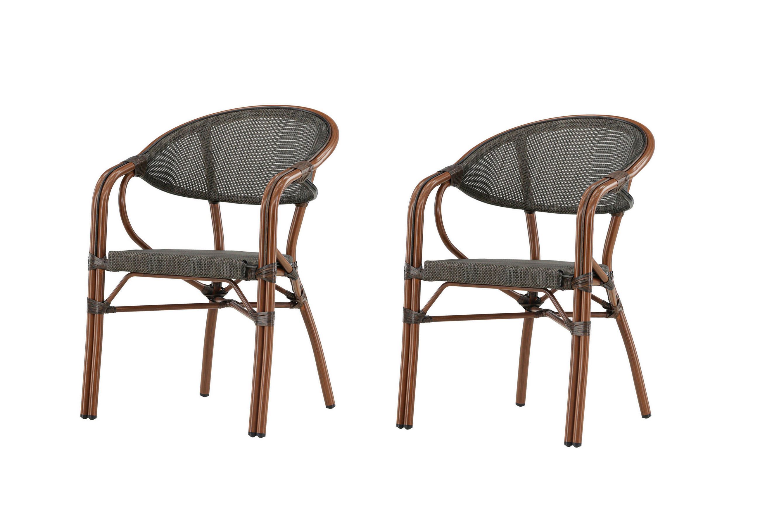 GARTENSTUHL-SET Aluminium Braun, Schwarz  - Schwarz/Braun, MODERN, Kunststoff/Metall (60/83/56cm) - Gardenson