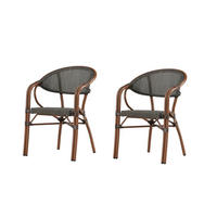 GARTENSTUHL-SET Aluminium Braun, Schwarz  - Schwarz/Braun, MODERN, Kunststoff/Metall (60/83/56cm) - Gardenson