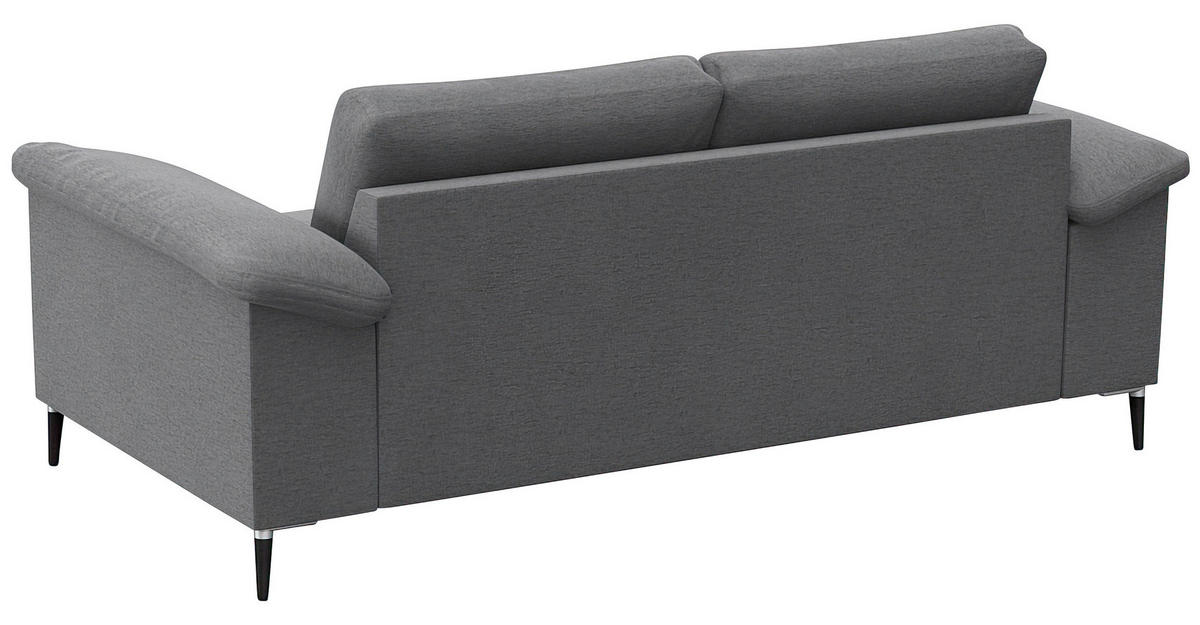 2-SITZER-SOFA Flachgewebe Grau  - Schwarz/Alufarben, Design, Textil/Metall (176/84,5/92cm) - Livetastic